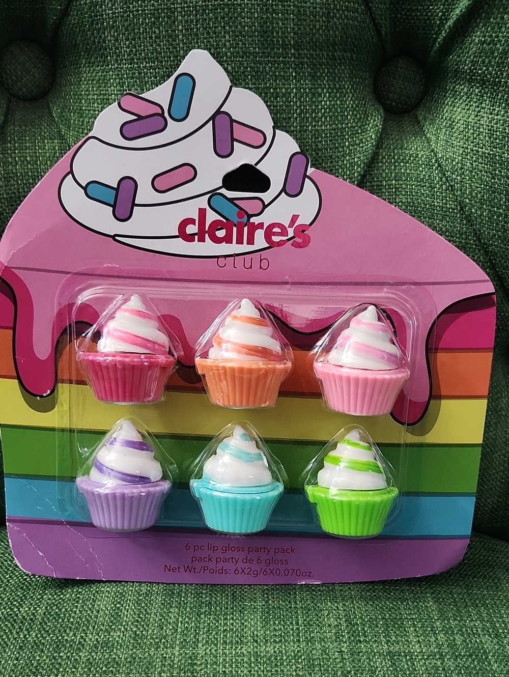 Claire's Cupcake Lip Gloss Set in Pink, Orange, Purple, Blue, Green